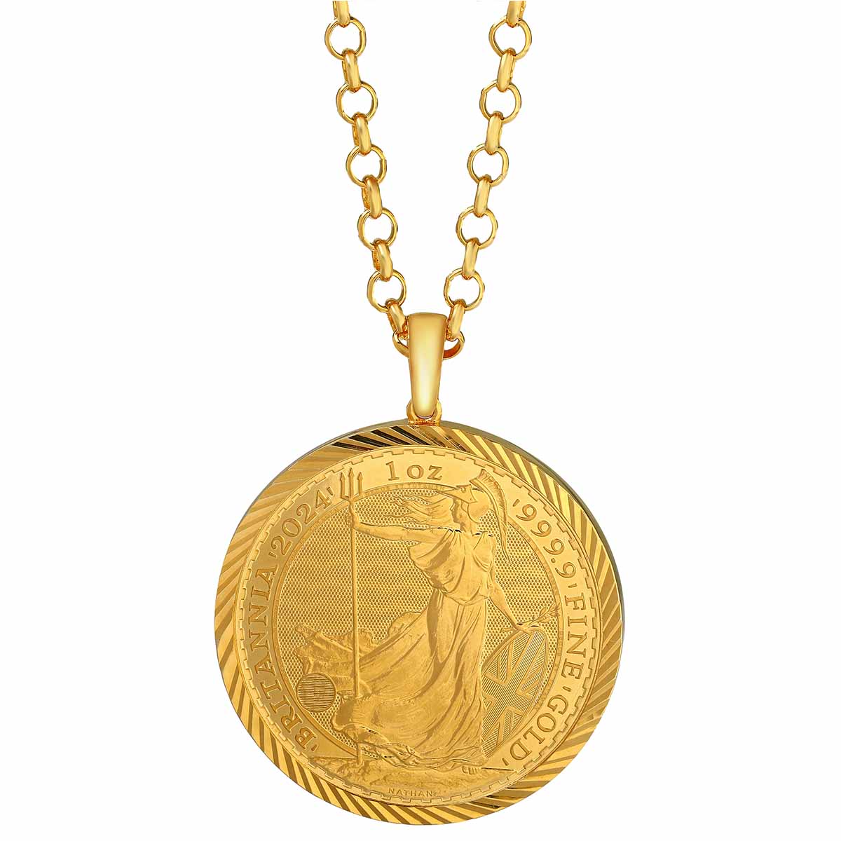 AgaKulche Britannia King Charles III 14 K Gold Frame Necklace With Pen