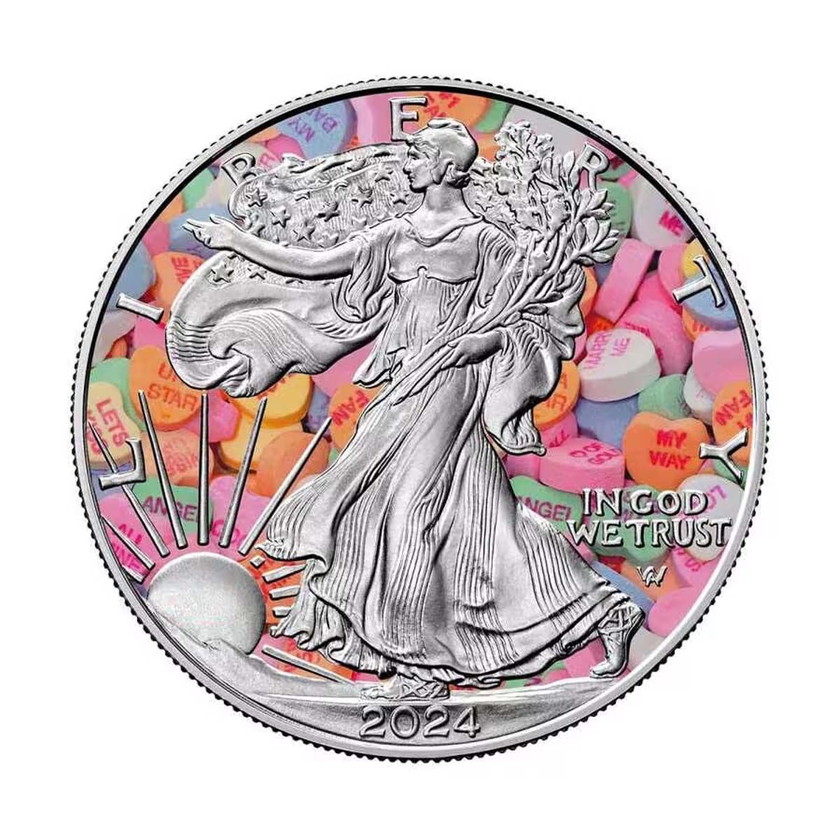 Valentine Day Walking Liberty Eagle 2024 1 Ounce 31.10 Gram Silver Coin Coi
