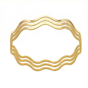 AgaKulche 30 gr 22 Carat Triple Ajda Zik Zak Gold Bracelet