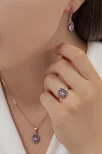 AgaKulche Drop Model Silver Jewelry Set with Pen S60-EP (925)