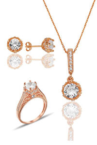 AgaKulche Legendary Single Stone Jewelry Set Rose S84-RB (925)