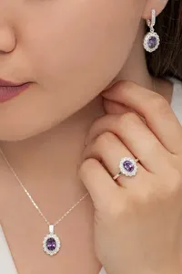 AgaKulche Oval Model Women‘s Silver Jewelry Set S62-KM (925)