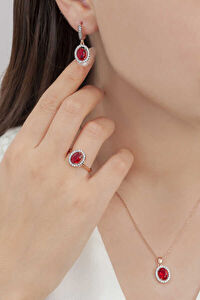 AgaKulche Oval Design Silver Jewelry Set with Pen S102-EK (925)