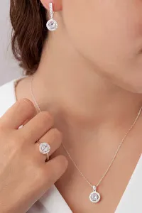 AgaKulche Single Stone Silver Jewelry Set S66-KB (925)