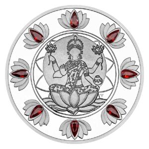 AgaKulche Happy Diwali Proof Kristal Taşlı 1 Ons Gümüş Sikke Coin