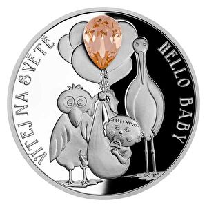 AgaKulche Hello Baby Proof Kristal Taşlı 2022 1 Ons Gümüş Sikke Coin