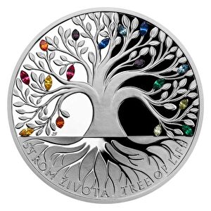 AgaKulche Tree of Life Rainbow 1 Ons Kristal Gümüş Sikke Coin