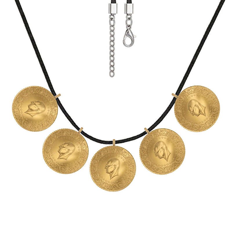 AgaKulche 22 Carat 5 Full Gold Black Thread Necklace