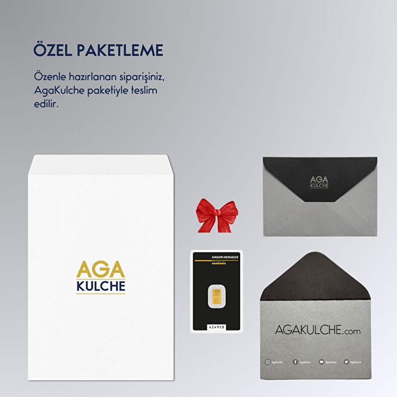 AgaKulche Argor Heraeus 1 gr Kinebar 24 Carat 999.9 Gold Bar