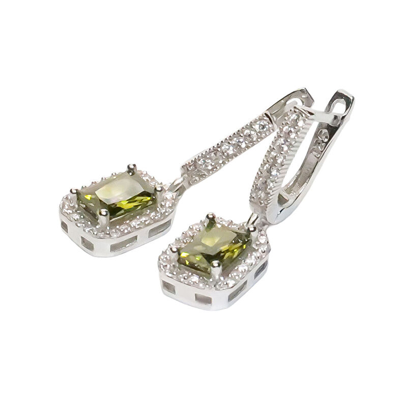 AgaKulche Baguette Stone Silver Square Model Jewelry Set S6-KO (925)