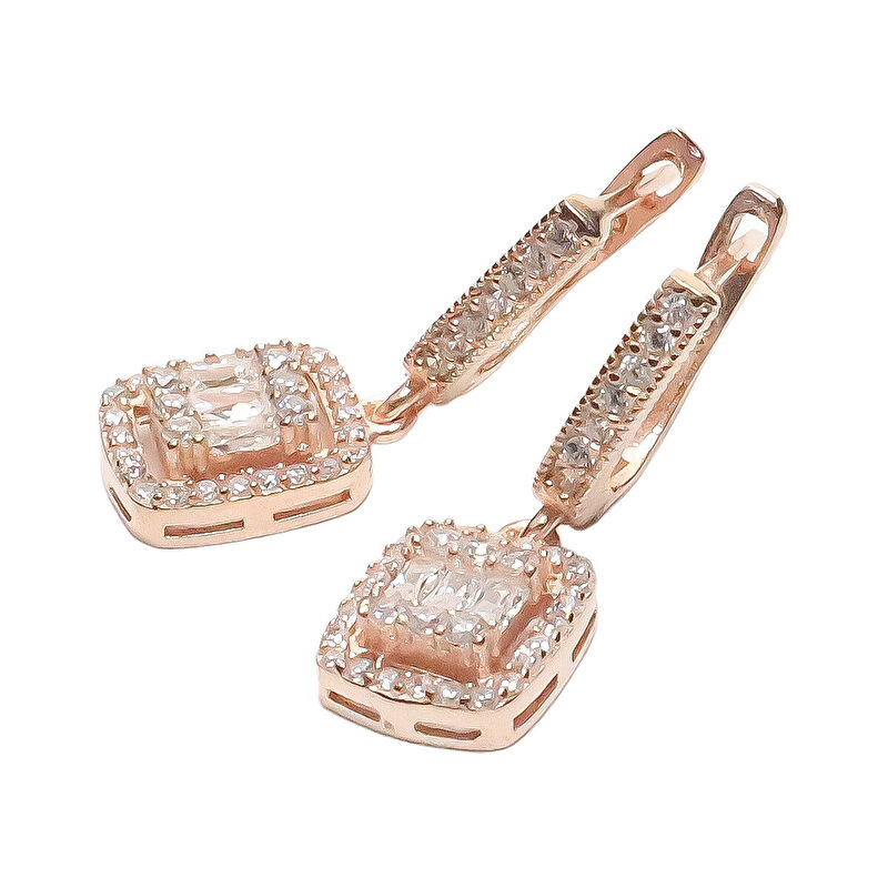 AgaKulche Baguette Stone Silver Jewelry Set Rose S32-RB (925)