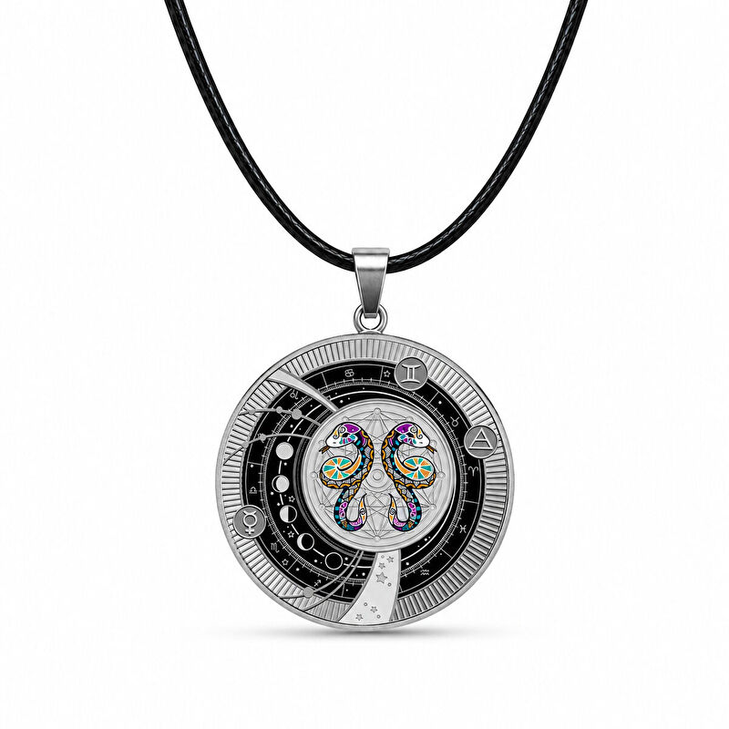 AgaKulche Gemini Zodiac Silver Coin Necklace