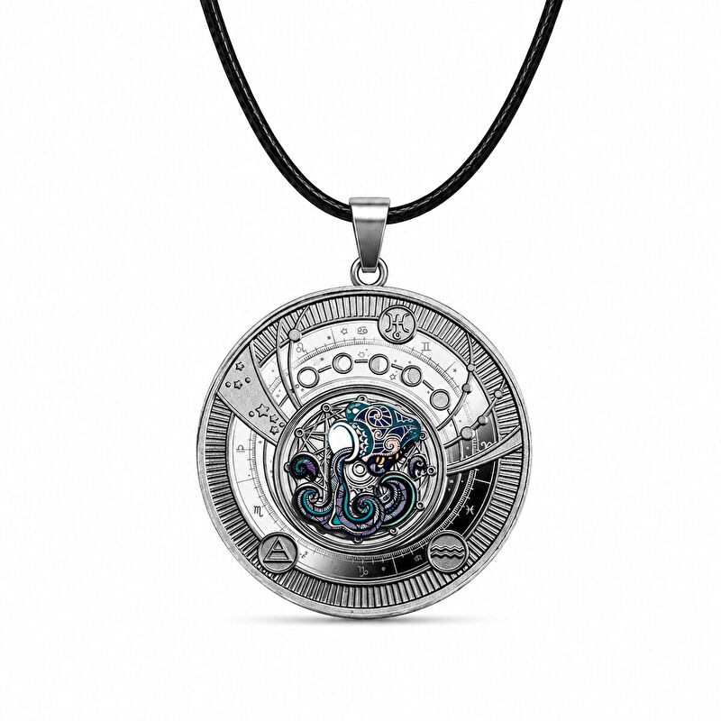 AgaKulche Aquarius Zodiac Silver Coin Necklace