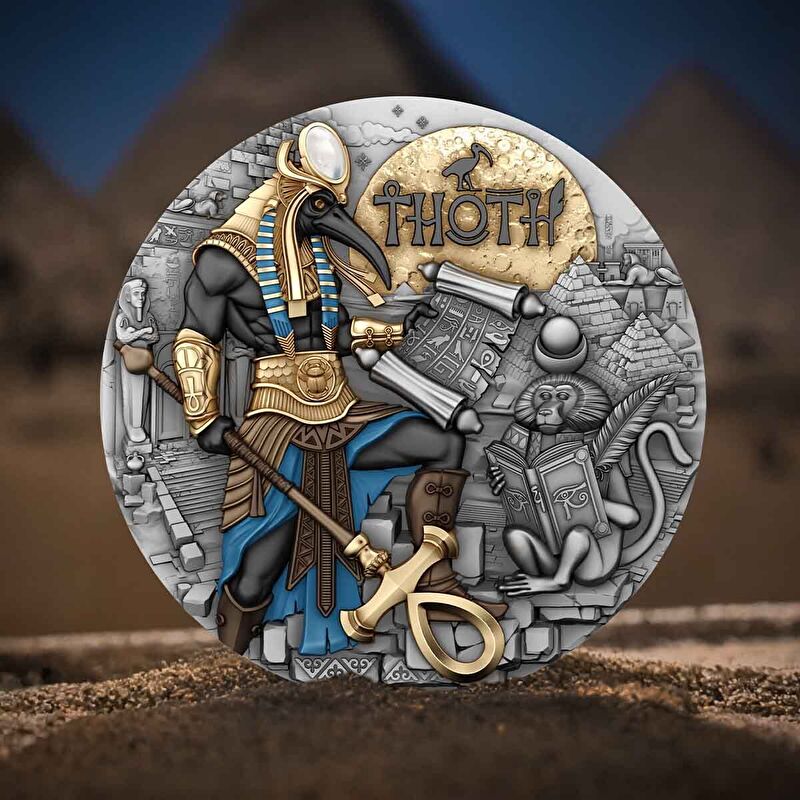 AgaKulche Mısır Tanrısı Thoth G&uuml;m&uuml;ş Sikke Coin