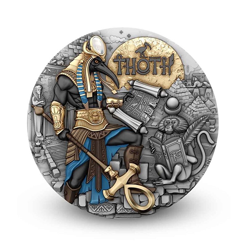 AgaKulche Mısır Tanrısı Thoth G&uuml;m&uuml;ş Sikke Coin