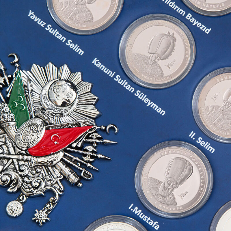 AgaKulche Osmanlı Padişahları 24 Adet G&uuml;m&uuml;ş Sikke Coin Set