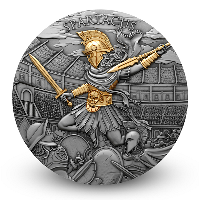 AgaKulche Spartacus Warrior Gold Plated Silver Coin