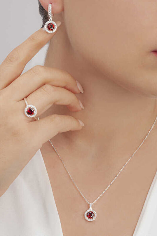 AgaKulche Single Stone Silver Jewelry Set S66-KK (925)