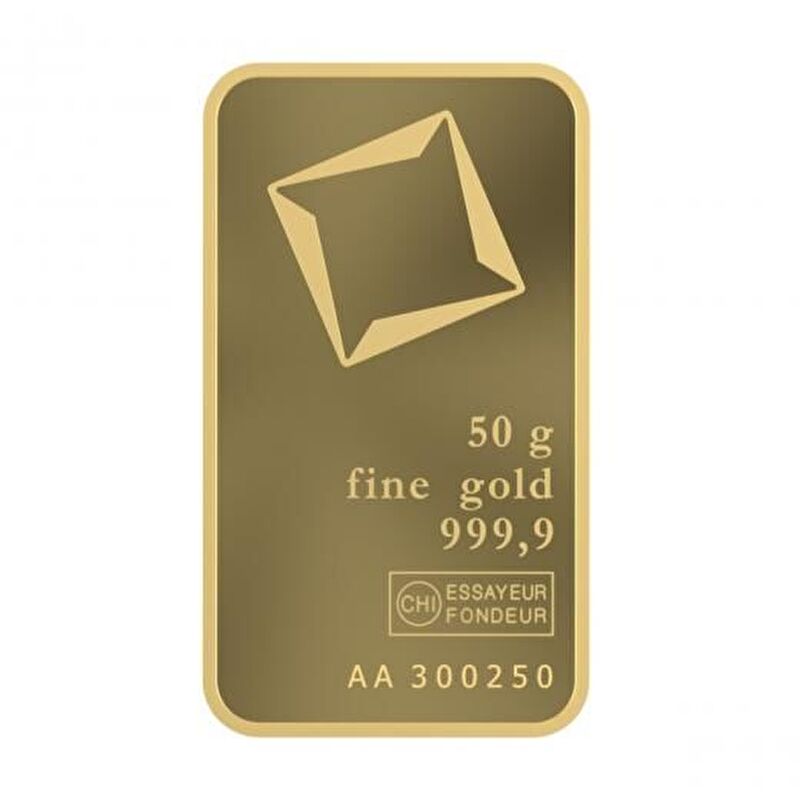 Valcambi 50 Gram Orange Gold Bar (999.9) 24 Carat Gold Bullion